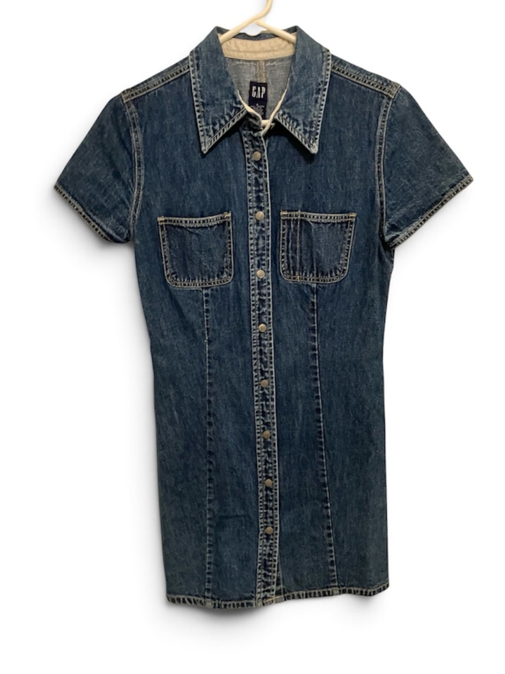 LIKE NEW! VINTAGE Y2K GAP DENIM SNAP FRONT DRESS 100% COTTON SIZE 8